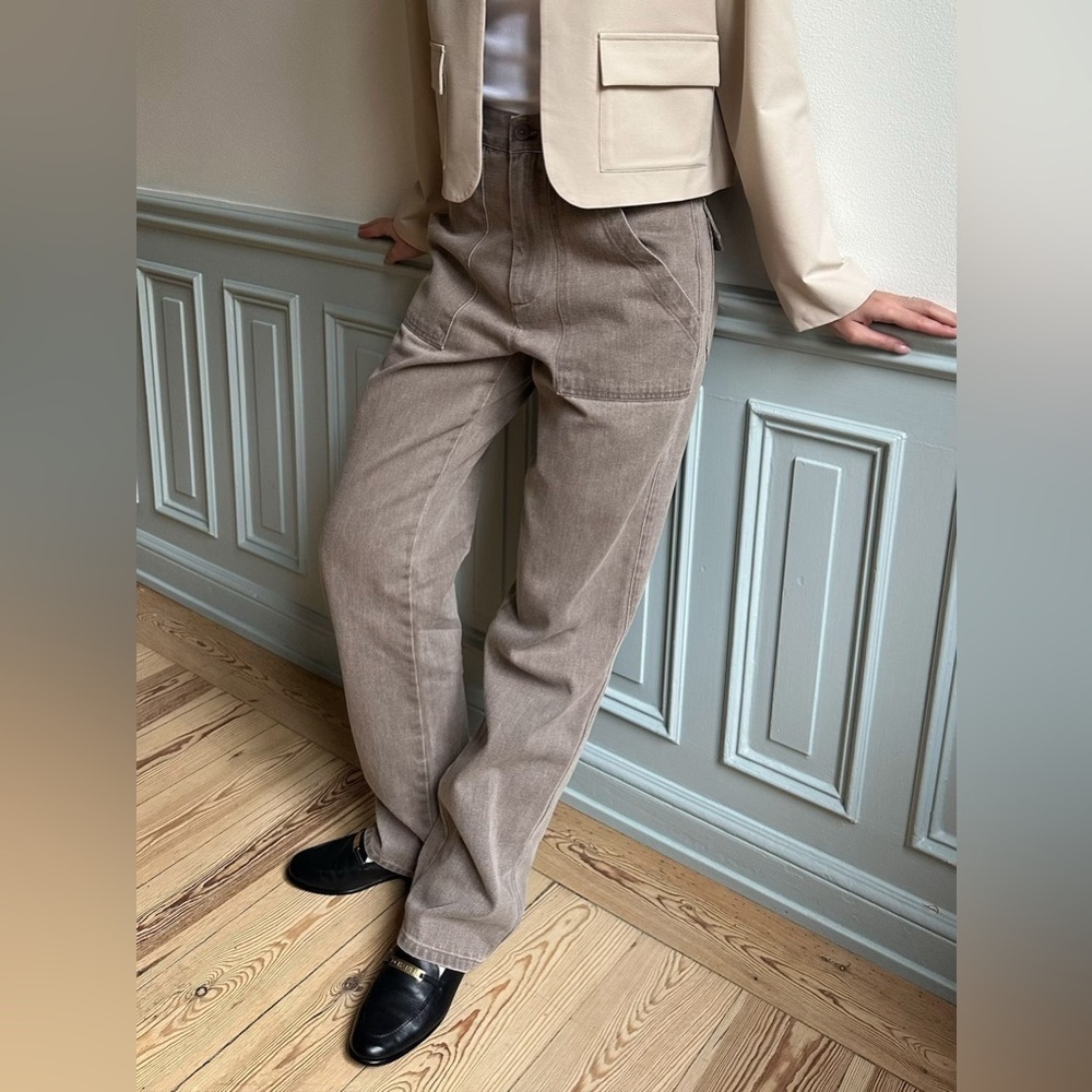 Djerf Avenue Straight-Leg Utility Pants in Taupe - Picture 11 of 14